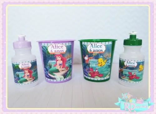 Kit Baldinho e Squeeze A Pequena Sereia