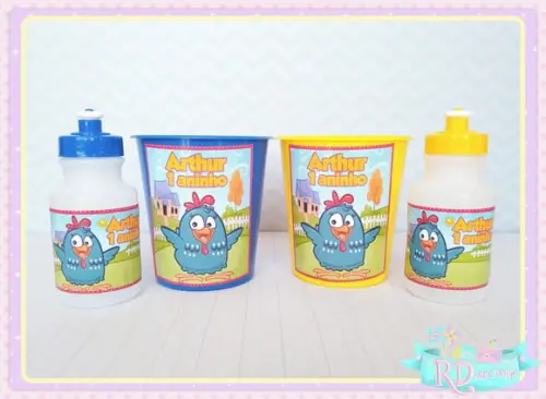 Kit Baldinho e Squeeze Galinha Pintadinha