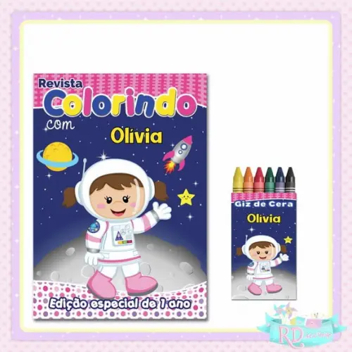 Kit Colorir Astronauta Rosa