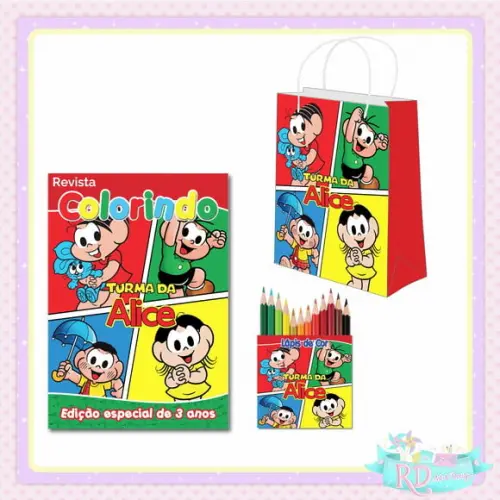 Kit Colorir com Lápis de Cor e Sacolinha Turma da Mônica