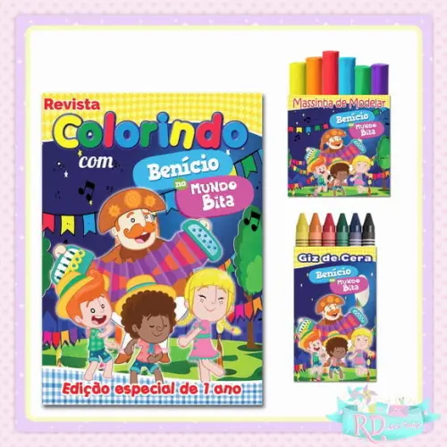 Kit Colorir com Massinha Arraiá do Bita