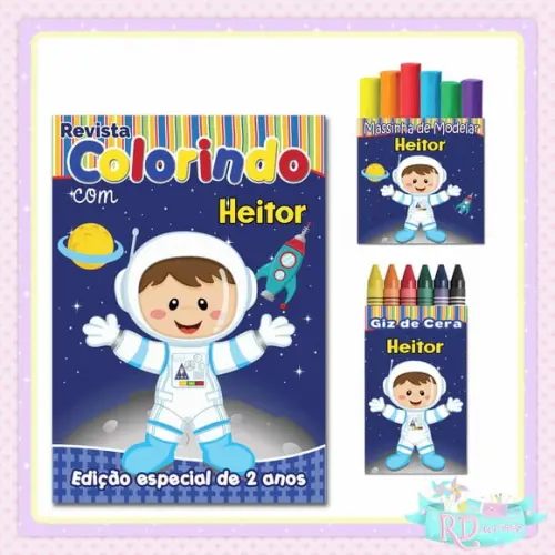 Kit Colorir com Massinha Astronauta
