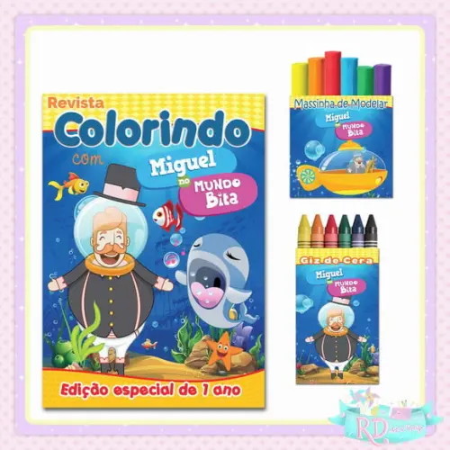 Kit Colorir com Massinha Bita Fundo do Mar