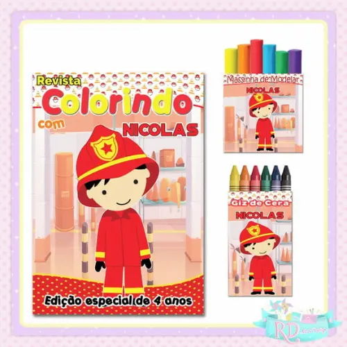 Kit Colorir com Massinha Bombeiro