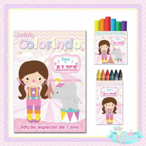 Kit Colorir com Massinha Circo Rosa