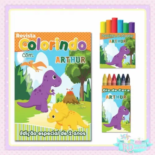 Kit Colorir com Massinha Dinossauro
