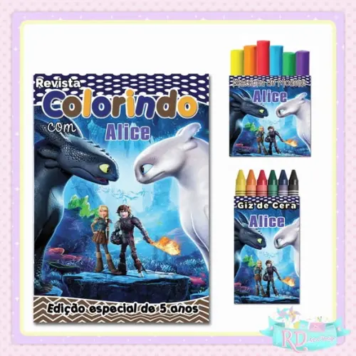 Kit Colorir com Massinha Como Treinar o seu Dragão