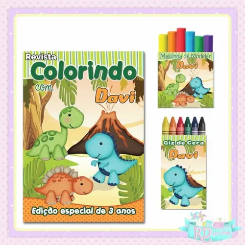 Kit Colorir com Massinha Dinossauro Cute