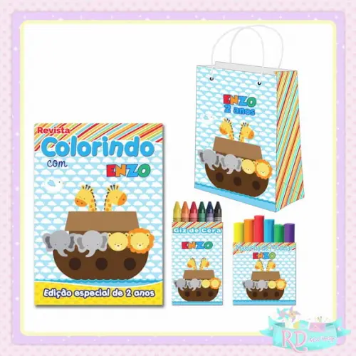 Kit Colorir com Massinha e Sacolinha Arca de Noé