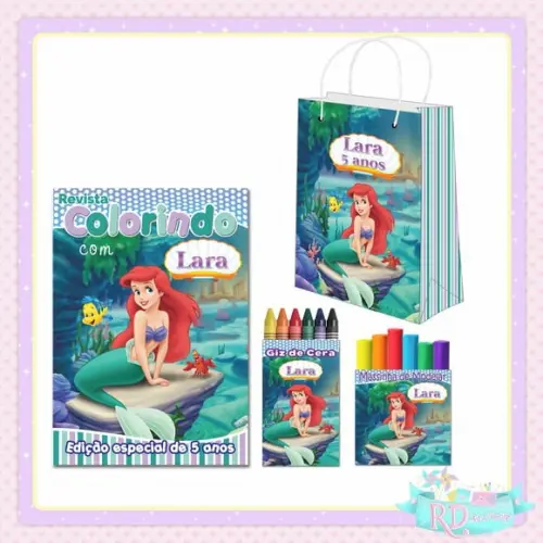 Kit Colorir com massinha e Sacolinha A Pequena Sereia