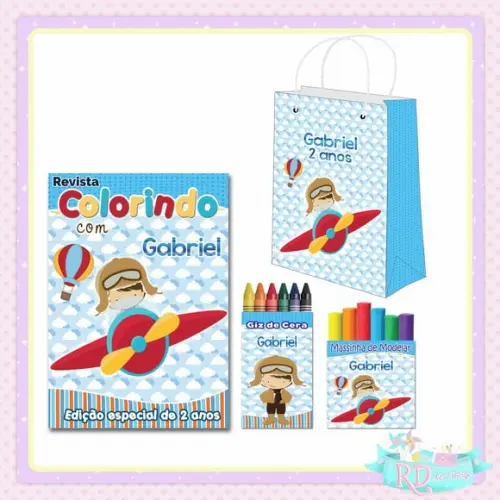 Kit Colorir com Massinha e Sacolinha Aviador