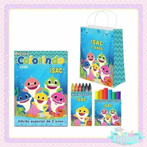 Kit Colorir com Massinha e Sacolinha Baby Shark