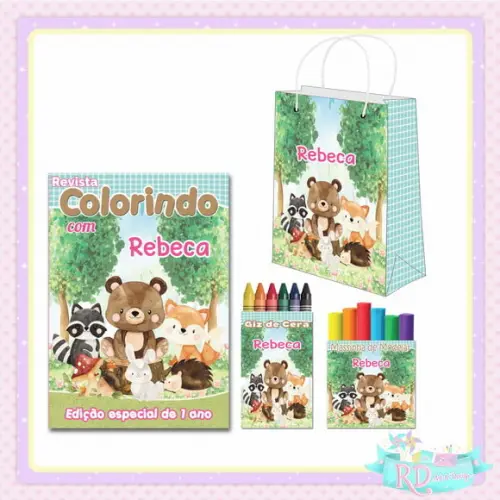 Kit Colorir com Massinha e Sacolinha Bosque Encantado