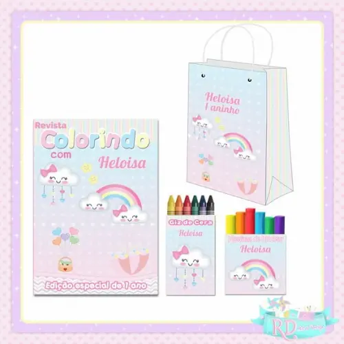 Kit Colorir com massinha e Sacolinha Chuva de Bençãos