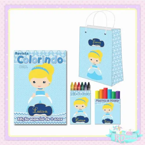 Kit Colorir com Massinha e Sacolinha Cinderela Cute
