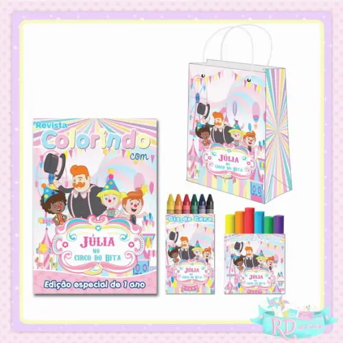 Kit Colorir com Massinha e Sacolinha Circo do Bita Rosa