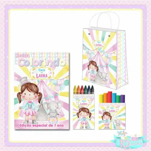 Kit Colorir com Massinha e Sacolinha Circo Rosa