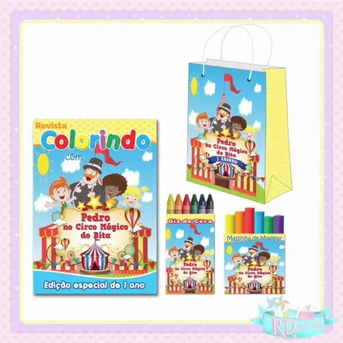 Kit Colorir com Massinha e Sacolinha Circo do Bita
