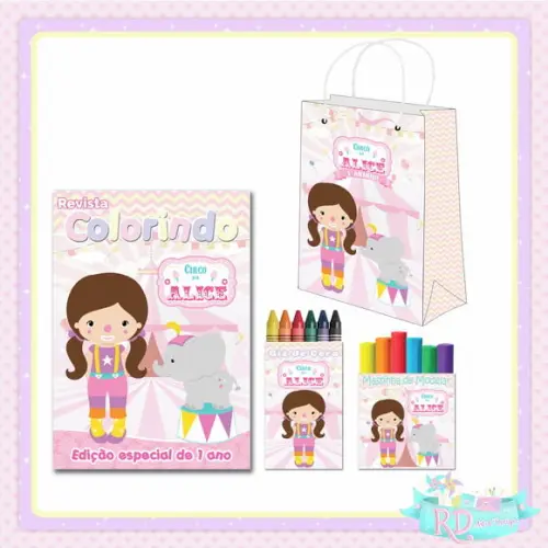 Kit Colorir com Massinha e Sacolinha Circo Rosa