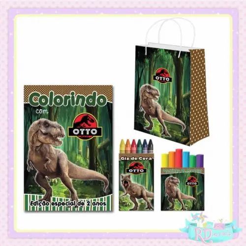 Kit Colorir com Massinha e Sacolinha Dinossauro