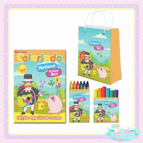 Kit Colorir com Massinha e Sacolinha Fazendinha do Bita