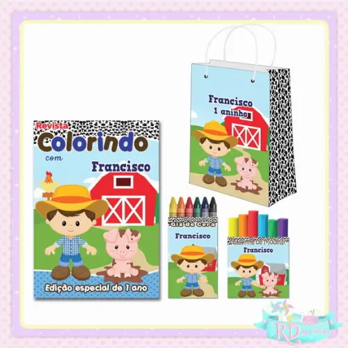Kit Colorir com Massinha e Sacolinha Fazendinha