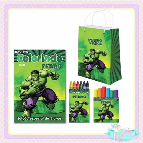 Kit Colorir com Massinha e Sacolinha Hulk