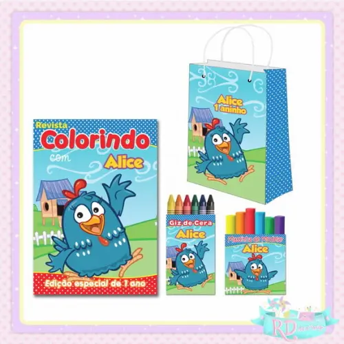 Kit Colorir com Massinha e Sacolinha Galinha Pintadinha