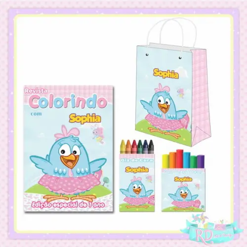 Kit Colorir com Massinha e Sacolinha Galinha Pintadinha