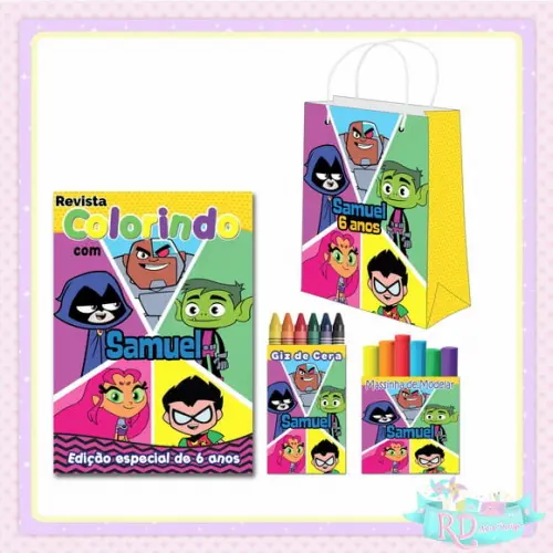 Kit Colorir com Massinha e Sacolinha Jovens Titans