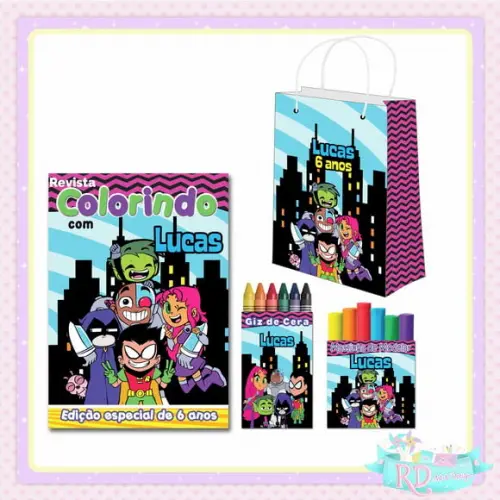 Kit Colorir com Massinha e Sacolinha Jovens Titans