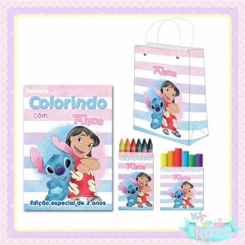 Kit Colorir com Massinha e Sacolinha Lilo e Stitch
