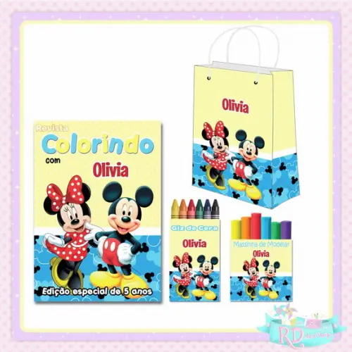Kit Colorir com Massinha e Sacolinha Mickey e Minnie