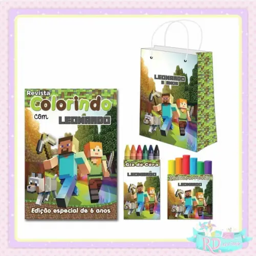 Kit Colorir com Massinha e Sacolinha Minecraft