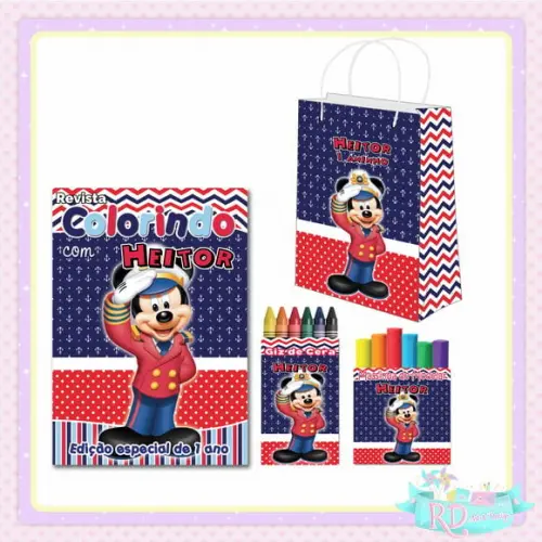 Kit Colorir com Massinha e Sacolinha Mickey Marinheiro