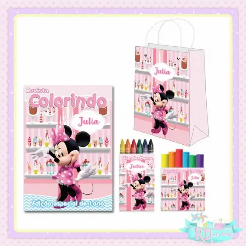 Kit Colorir com Massinha e Sacolinha Minnie Confeitaria