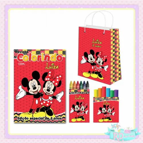 Kit Colorir com Massinha e Sacolinha Mickey e Minnie