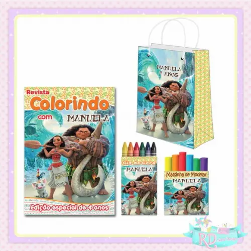 Kit Colorir com Massinha e Sacolinha Moana