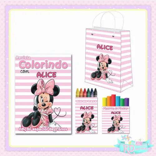 Kit Colorir com Massinha e Sacolinha Minnie Rosa