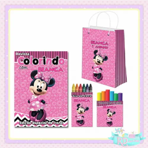 Kit Colorir com Massinha e Sacolinha Minnie Rosa