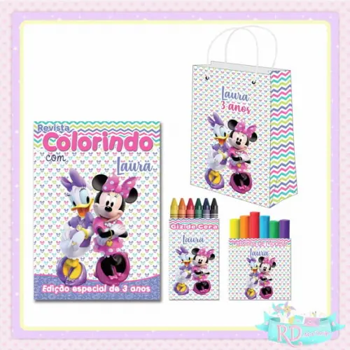Kit Colorir com Massinha e Sacolinha Minnie e Margarida
