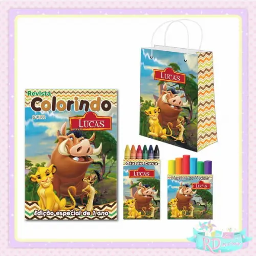 Kit Colorir com Massinha e Sacolinha o Rei Leão