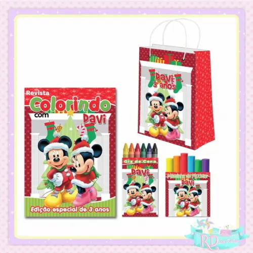 Kit Colorir com Massinha e Sacolinha Natal do Mickey