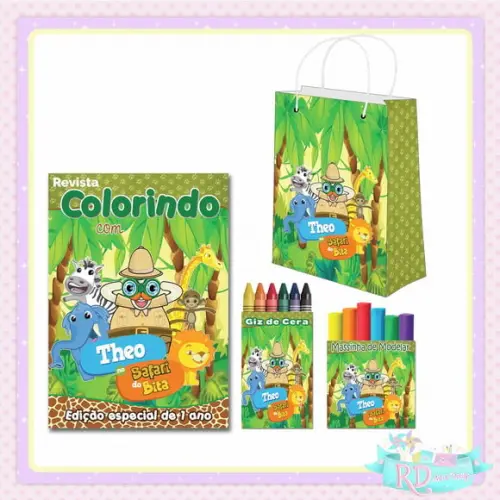 Kit Colorir com Massinha e Sacolinha Safari do Bita