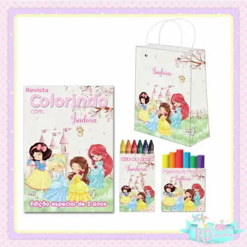 Kit Colorir com Massinha e Sacolinha Princesas