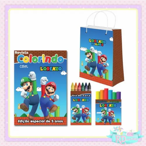 Kit Colorir com Massinha e Sacolinha Super Mario