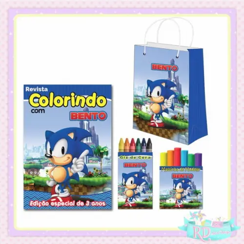 Kit Colorir com Massinha e Sacolinha Sonic