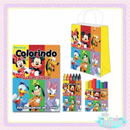 Kit Colorir com Massinha e Sacolinha Turma do Mickey