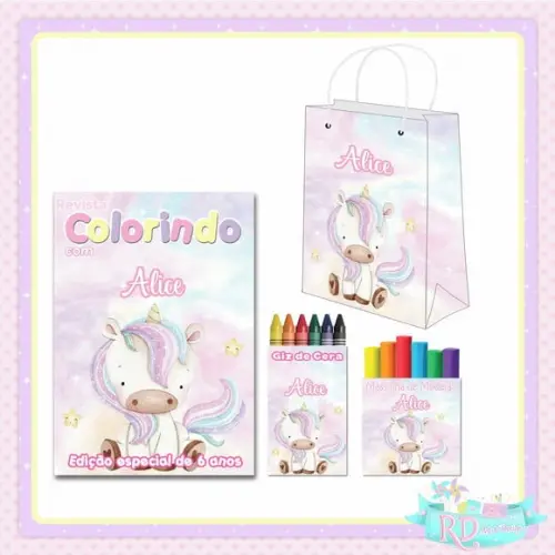 Kit Colorir com Massinha e Sacolinha Unicórnio