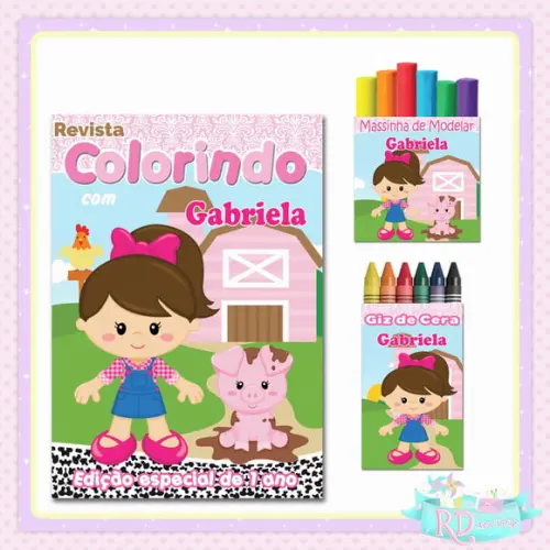 Kit Colorir com Massinha Fazendinha Rosa